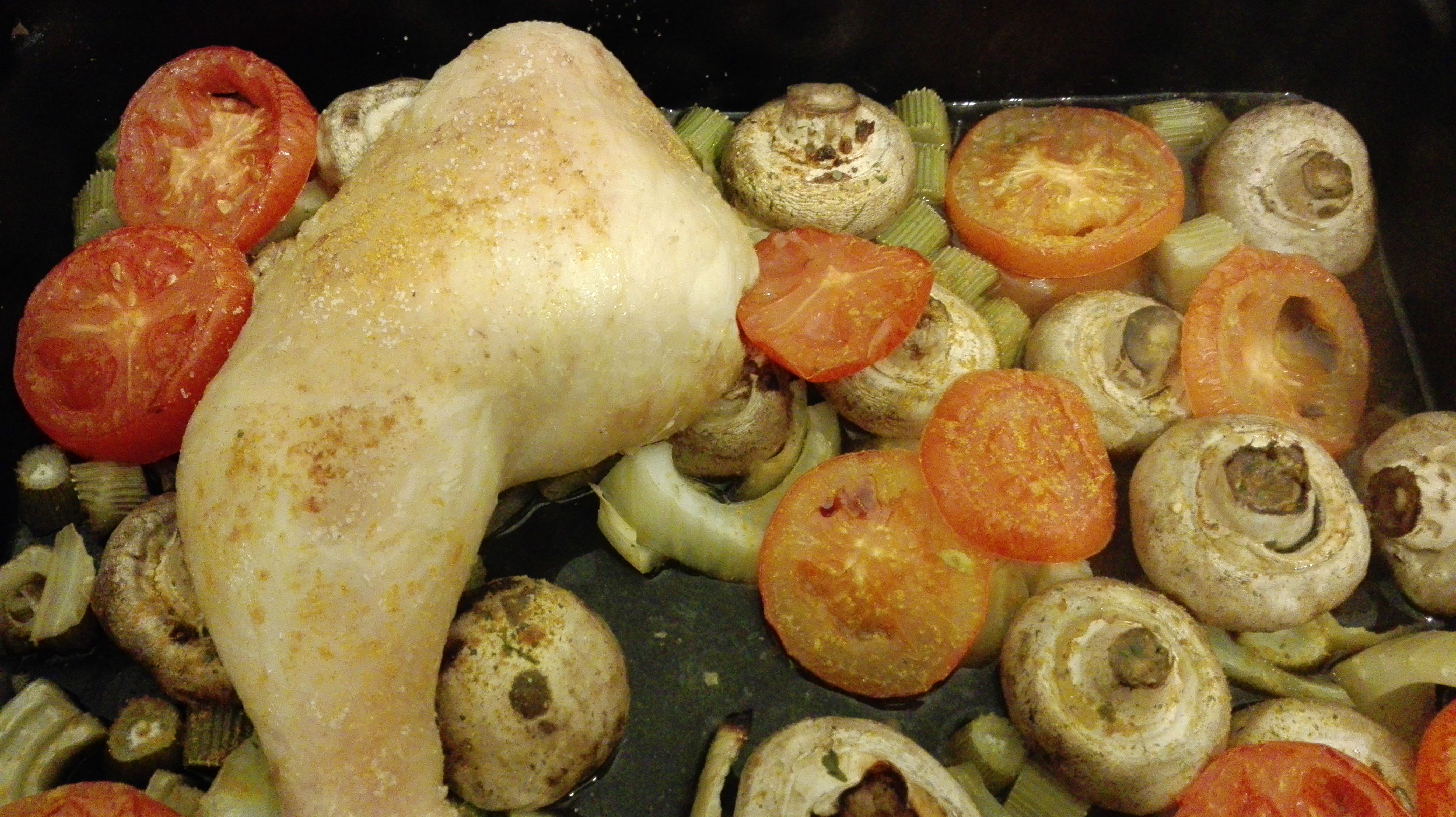 Hühnerkeule im Gemüsebett — Kilopurzel